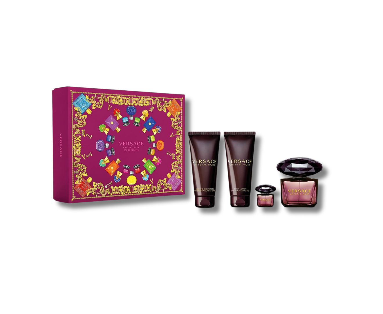 VERSACE CRYSTAL NOIR EDP SET 90ML+BL+SG+MINI