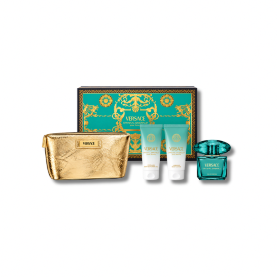 VERSACE CRYSTAL EMERALD EDP SET 90ML+BL+SG+POUCH
