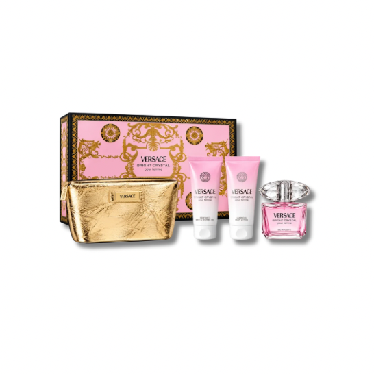 VERSACE BRIGHT CRYSTAL EDT SET 90ML+SG+BL+POUCH